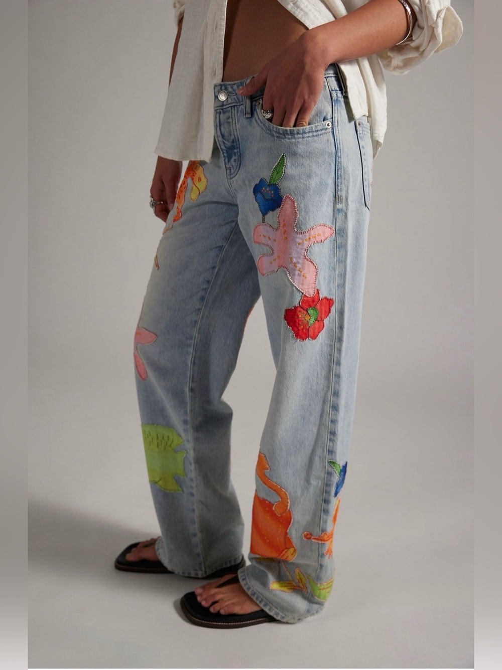 Free People We the Free Surfside Patchwork Jeans Size 29 NWT - Picture 5 of 12